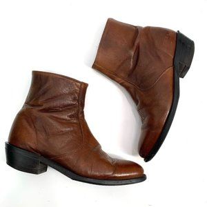 LAREDO Cowboy Boot 11EE Brown Leather Made in USA Zip Up Ankle Boot 5724 Western